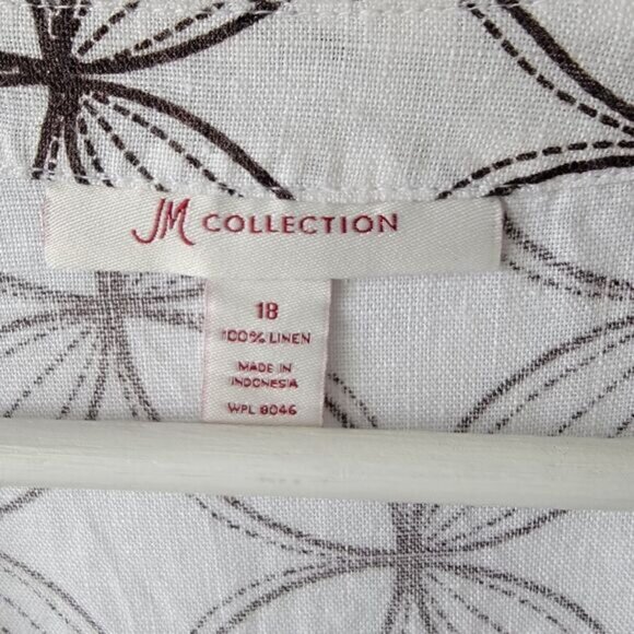 Jm collection womens tops size 18 roll-tap sleeve 100% linen popover pleated - Picture 8 of 9